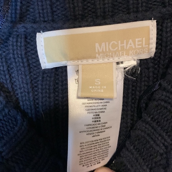 Michael Kors Navy Cable Knit Sweater Small NWOT Double Zip, Nautical Chic - Picture 13 of 15